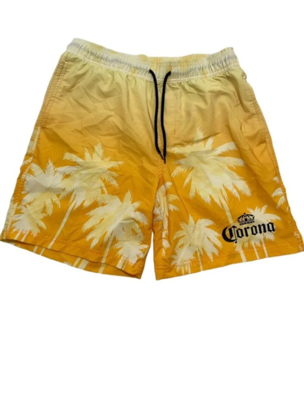 Corona Beer Men's M Ombre Palm Tree Board Shorts Swim Trunks Yellow White NWOT